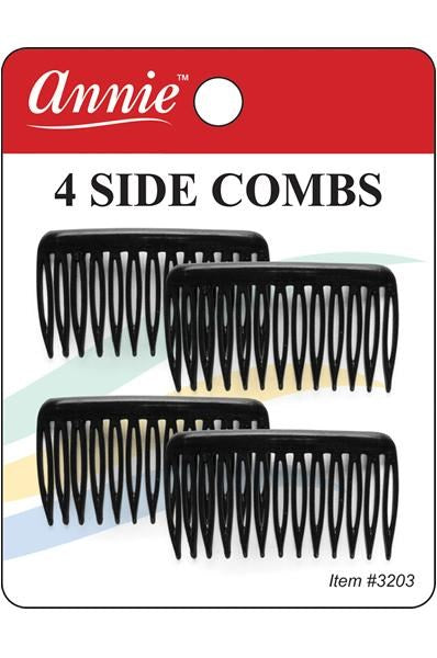 ANNIE 4 Side Combs Small #3203 Black Carton of 12