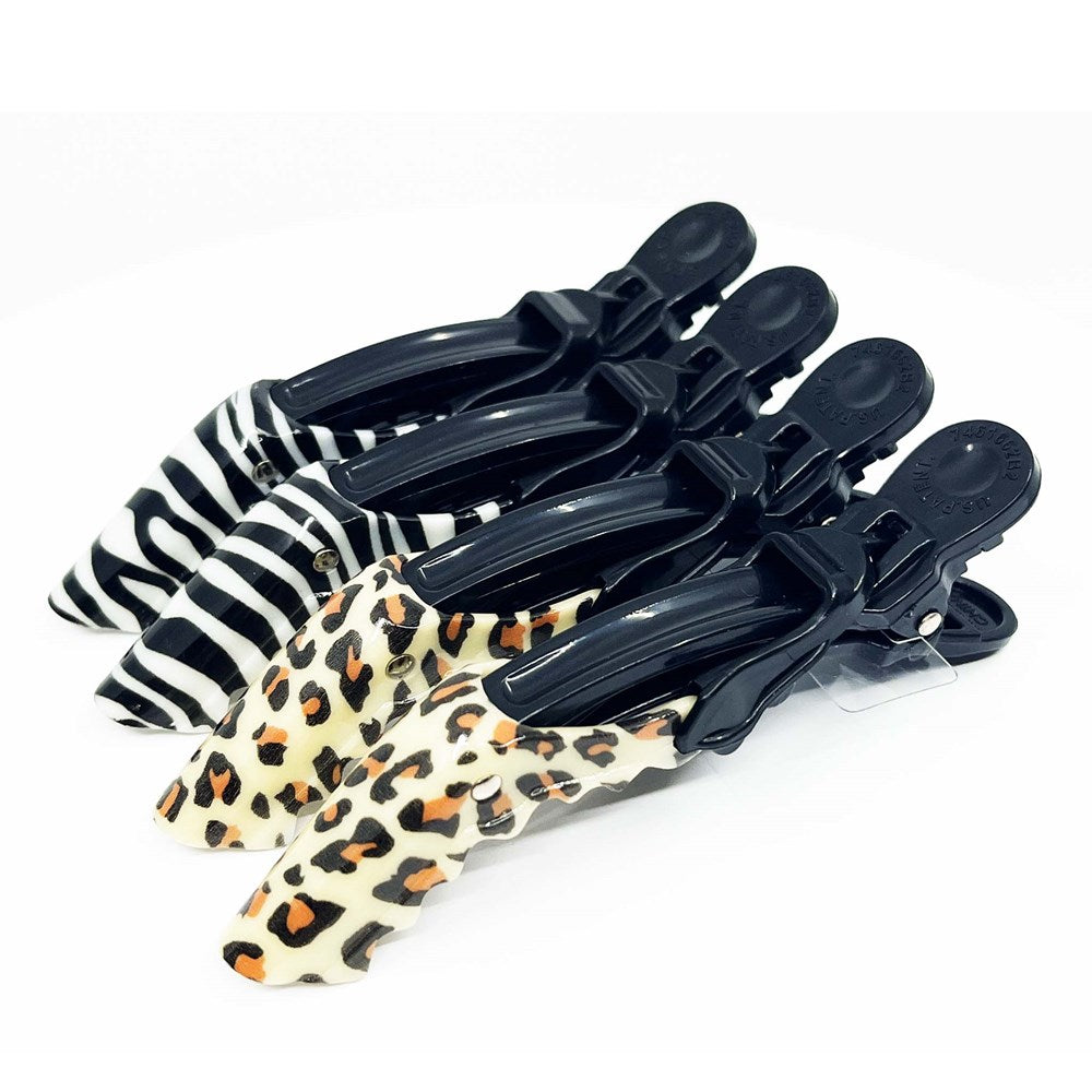 ANNIE Crocodile Clip (4pcs/pack) Zebra & Leopard