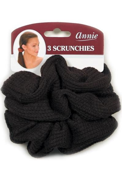 ANNIE 3pcs Hair Scrunchies #3373 Black Carton of 12