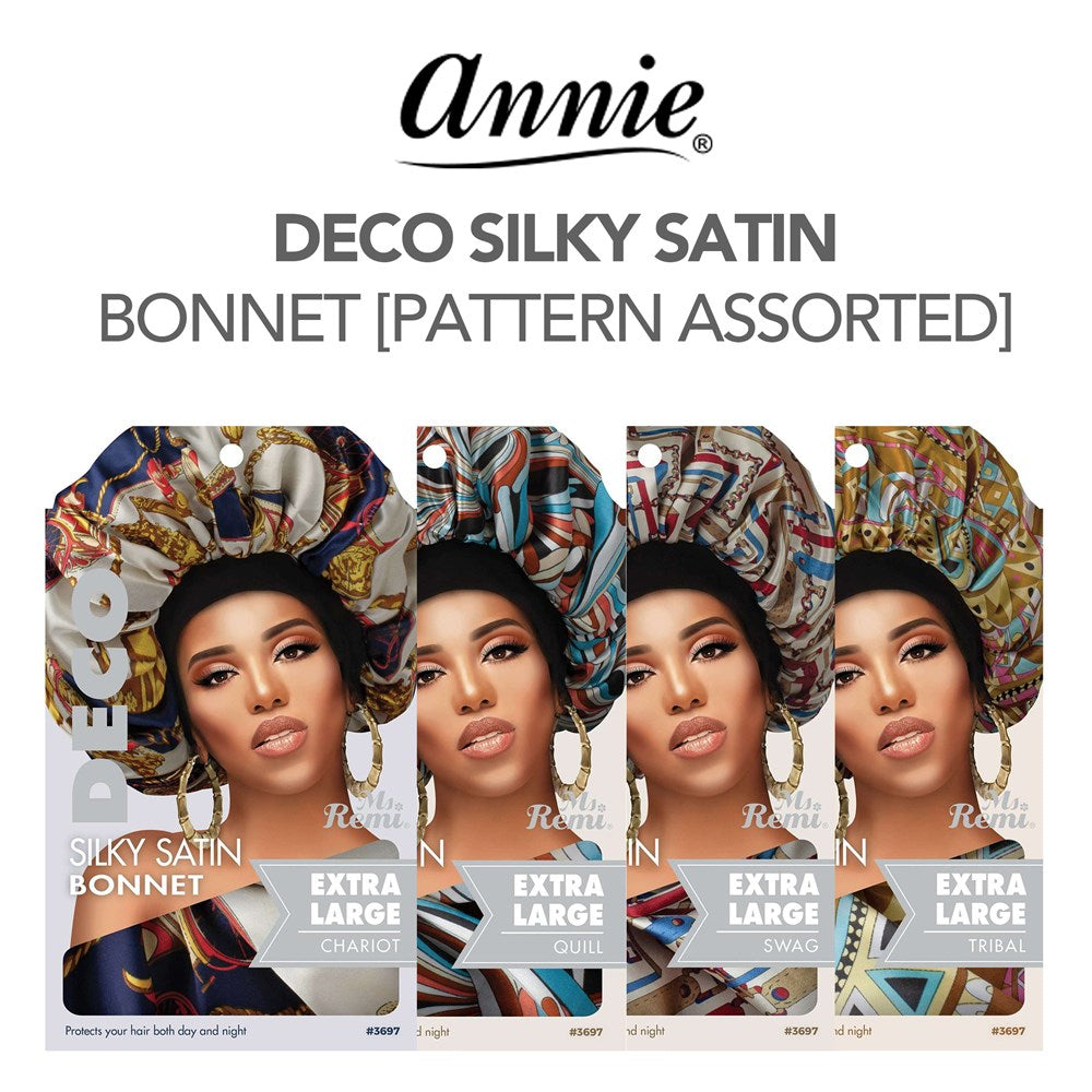 ANNIE Deco Silky Satin Bonnet [Pattern Assorted] Extra Large Carton of 12