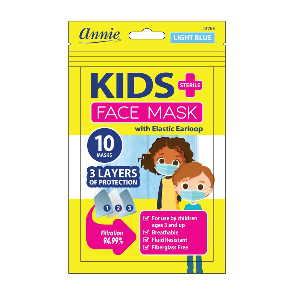 ANNIE Kids Sterile Earloop Face Mask Light Blue (10 Mask/Pack)