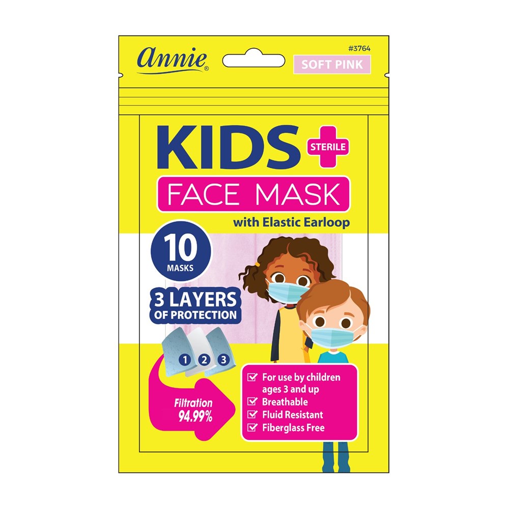 ANNIE Kids Sterile Earloop Face Mask Soft Pink (10 Mask/Pack)