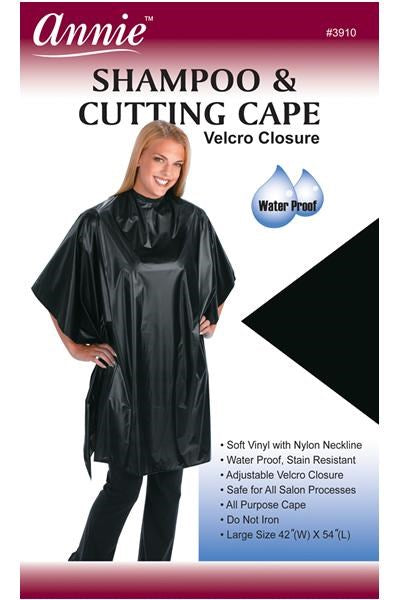 ANNIE Shampoo & Cutting Cape with Velcro Closure [ Soft Vinyl] Large (42"(W) x 54"(L))