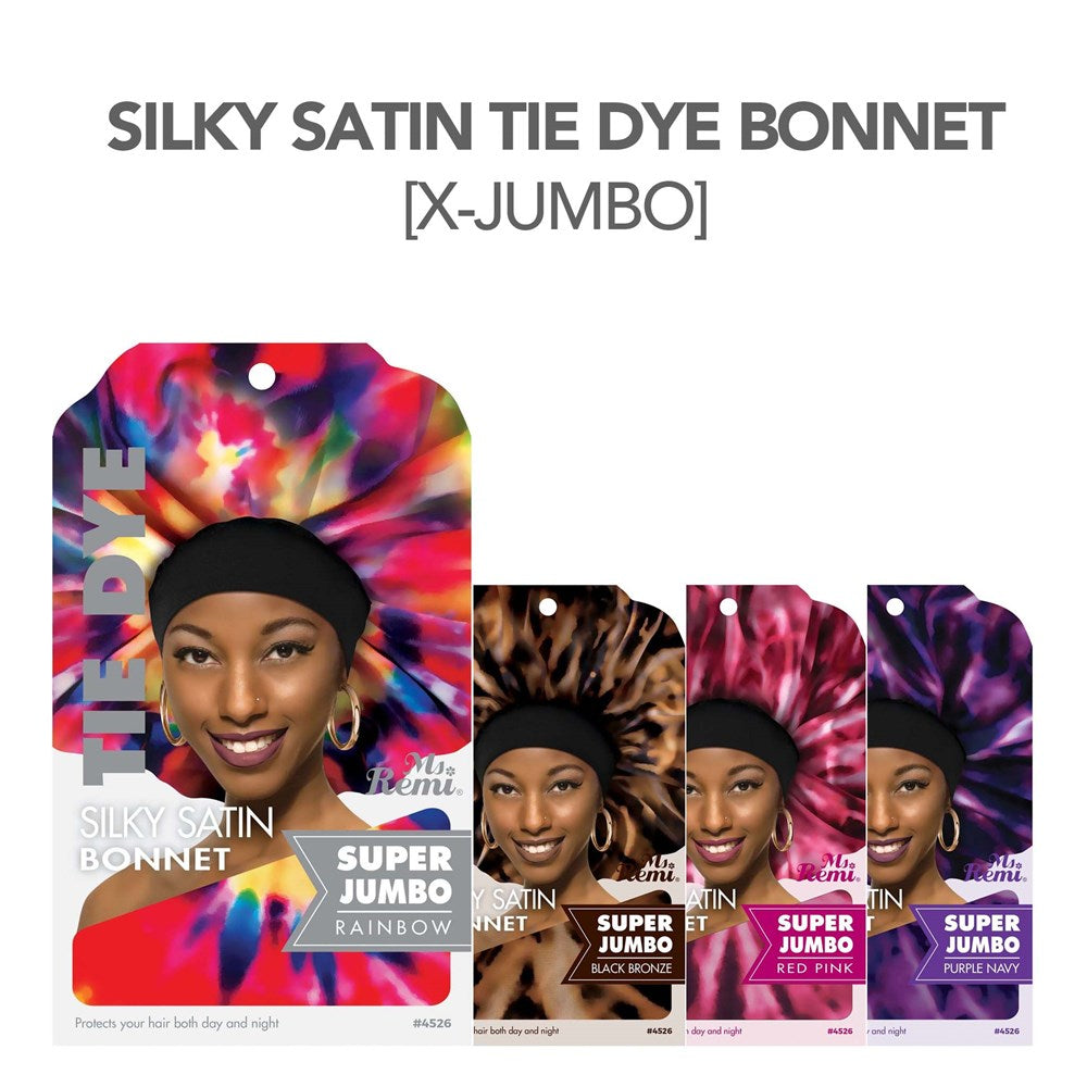 ANNIE Silky Satin Tie Dye Bonnet [Super Jumbo] Assorted Carton of 12