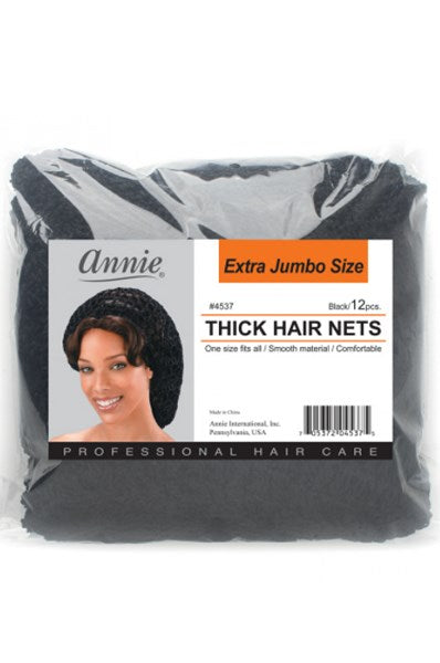 ANNIE Thick Hair Net [Extra Jumbo] (12pcs/pack) Black