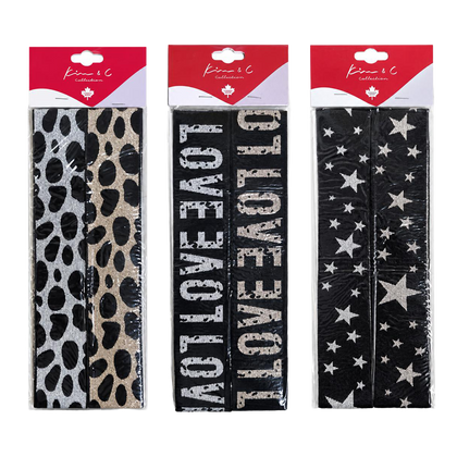 KIM & C Trendy Printed Elastic Headband Set (2pc)