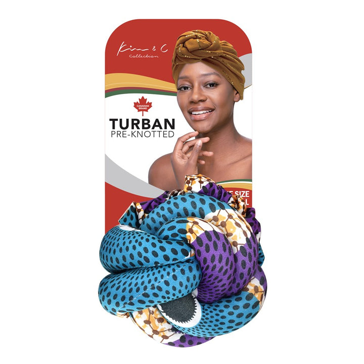 KIM & C Premium Pre-Knotted Turban with African Pattern