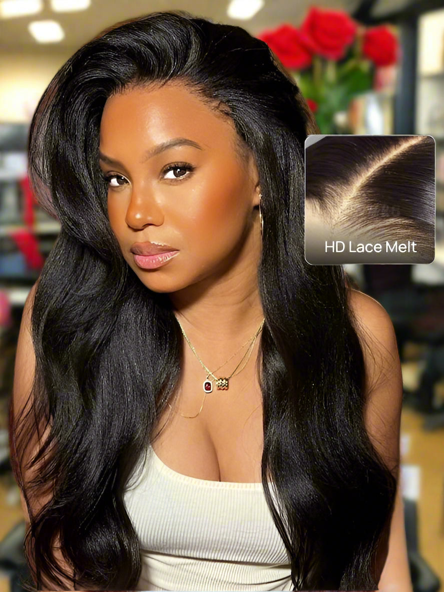 🔥 Amara – The 'Melt & Go' Kinky Straight Wig (Pre-Plucked & Beginner-Friendly!)