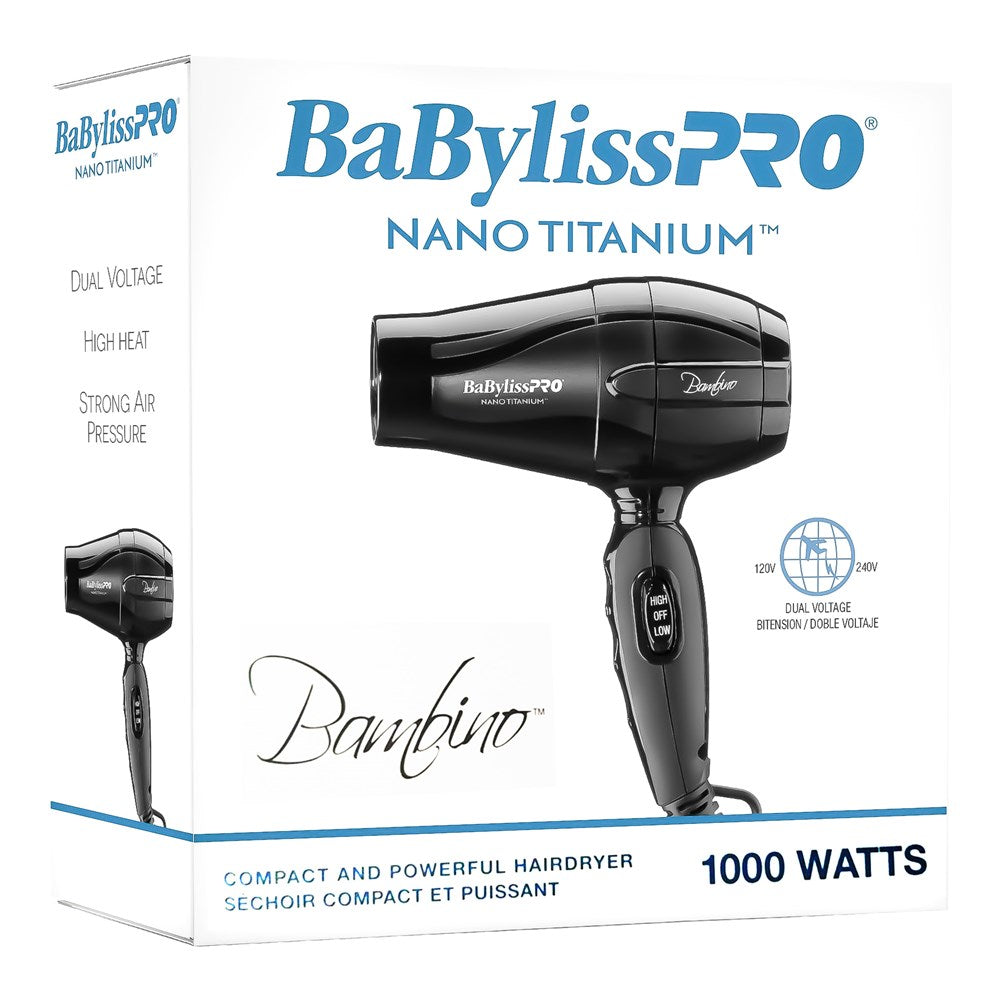 BABYLISS PRO Bambino 5510 Nano Titanium Travel Dryer [Dual Voltage] #BABNT5510NC