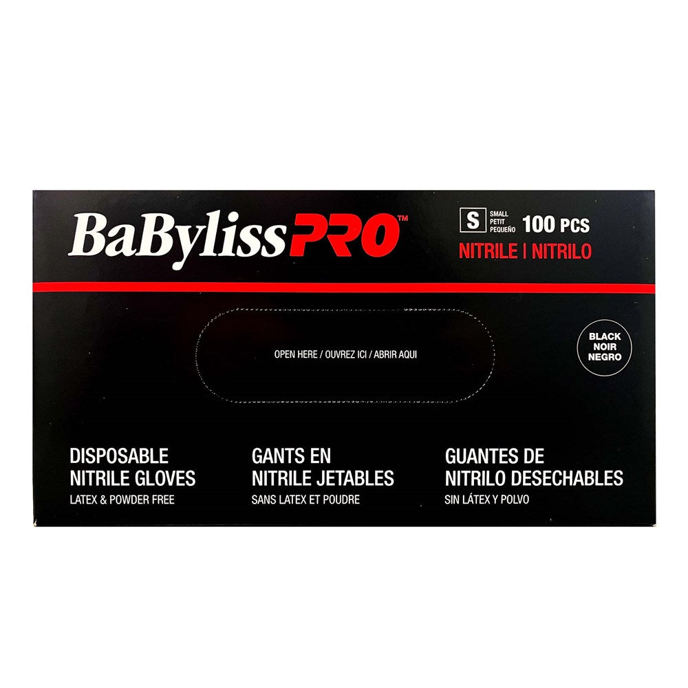 BABYLISS PRO 100pcs Nitrile Gloves Black Small