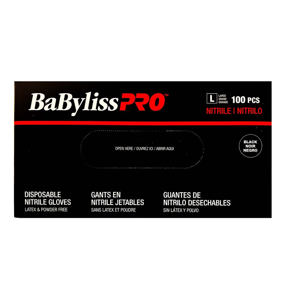 BABYLISS PRO 100pcs Nitrile Gloves Black Large