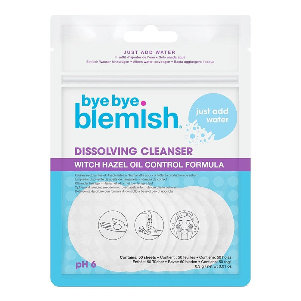 BYE BYE BLEMISH Dissolving Cleanser-Witch Hazel Oil-Control Formula [50 sheets/pack]