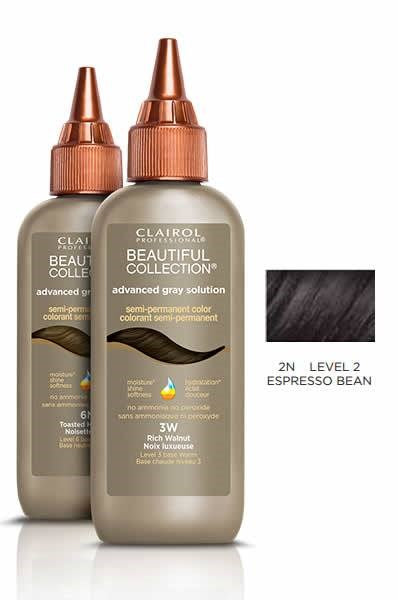 BEAUTIFUL COLLECTION Advanced Gray Solution - Semi Permanent Hair Color 2N Espresso Bean