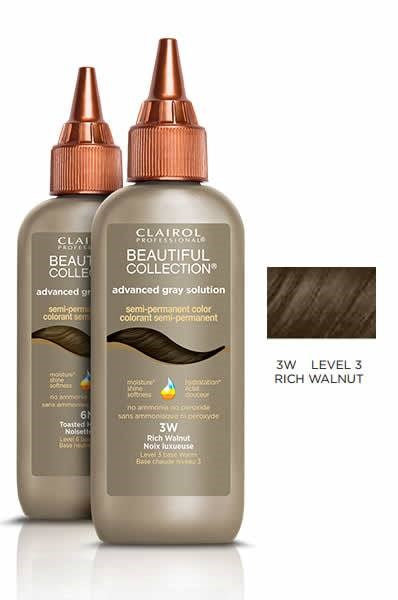 BEAUTIFUL COLLECTION Advanced Gray Solution - Semi Permanent Hair Color 3W Rich Walnut