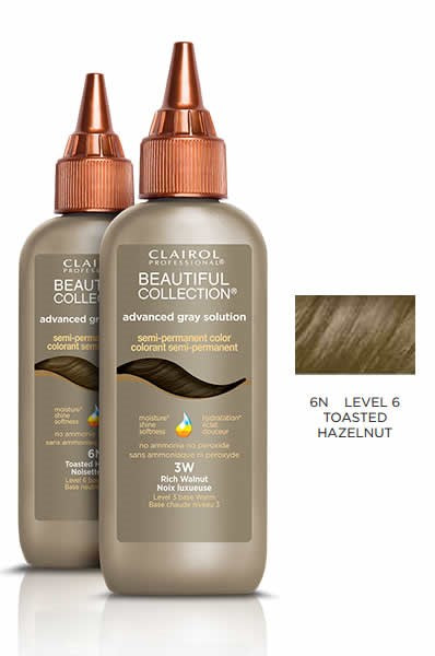 BEAUTIFUL COLLECTION Advanced Gray Solution - Semi Permanent Hair Color 6N Toasted Hazelnut