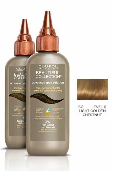 BEAUTIFUL COLLECTION Advanced Gray Solution - Semi Permanent Hair Color 6G Light Golden Chestnut