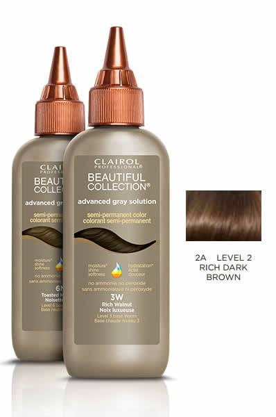 BEAUTIFUL COLLECTION Advanced Gray Solution - Semi Permanent Hair Color 2A Rich Dark Brown