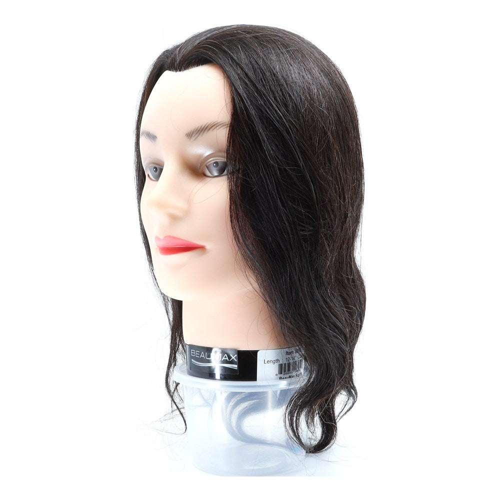 BEAUMAX 100% Human Hair Mannequin Short [12-14inch] 1B (Off Black)