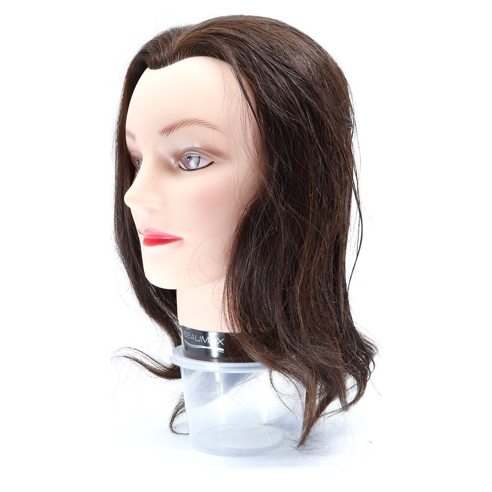 BEAUMAX 100% Human Hair Mannequin Short [12-14inch] 6 (Medium Chestnut Brown)