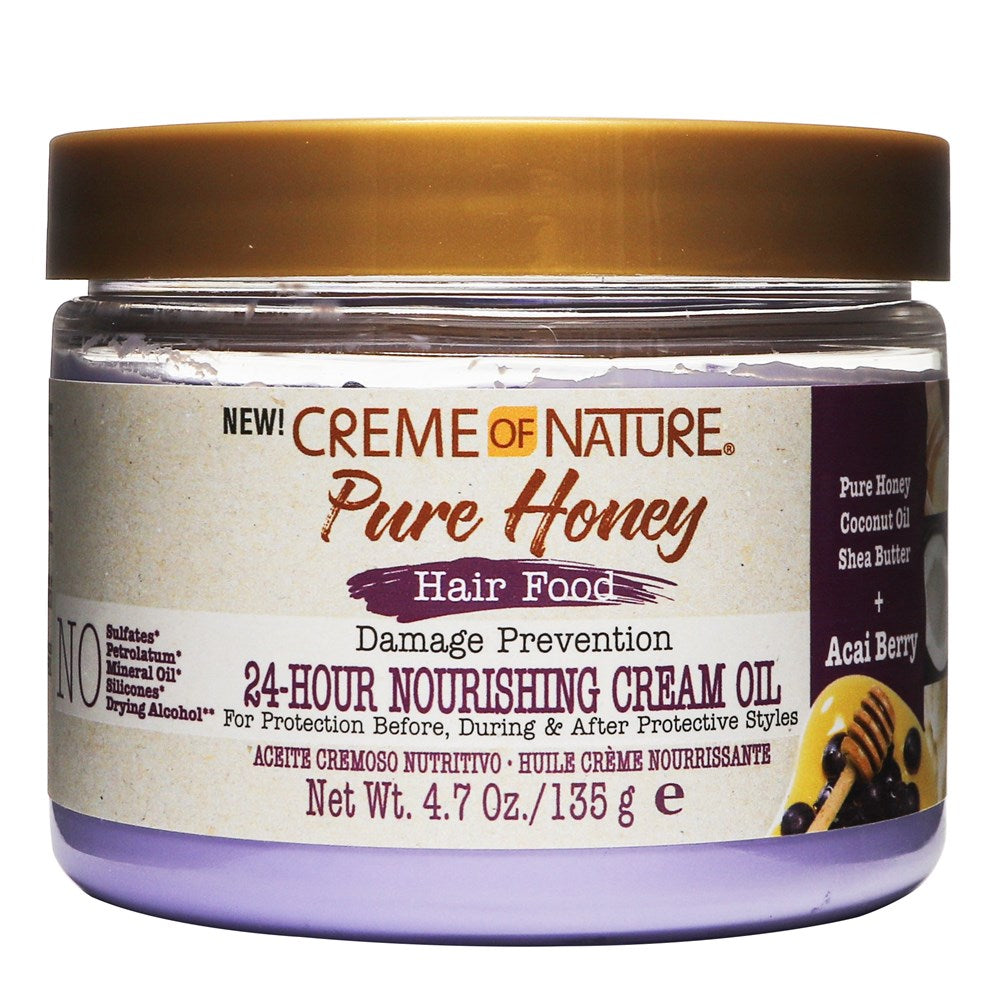 CREME OF NATURE Pure Honey Hair Food Acai Berry 24 Hour Nourishing Cream Oil