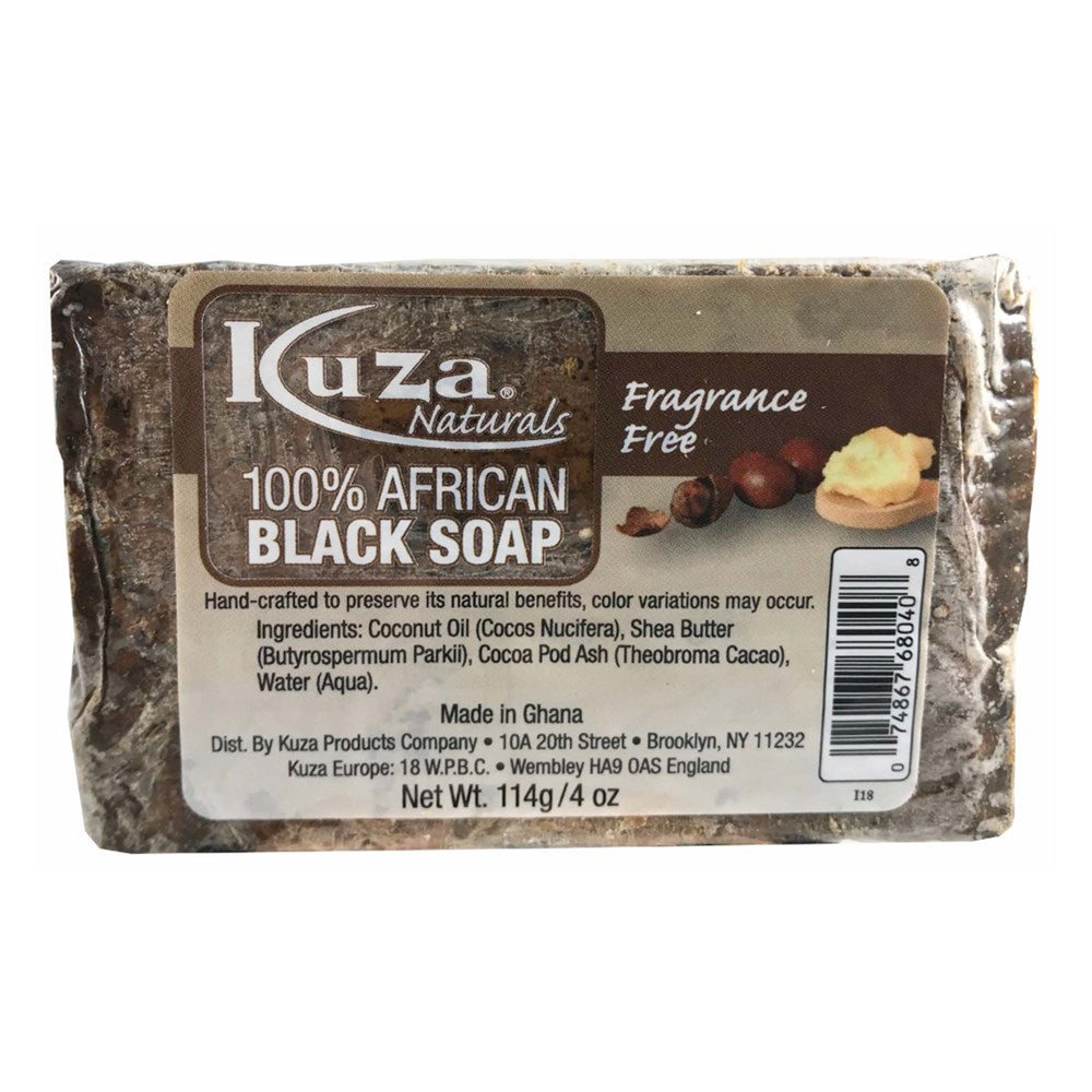 KUZA 100% African Black Soap - Fragrance Free