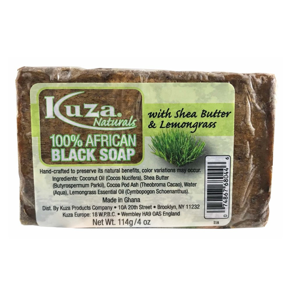 KUZA 100% African Black Soap - Shea Butter & Lemongrass