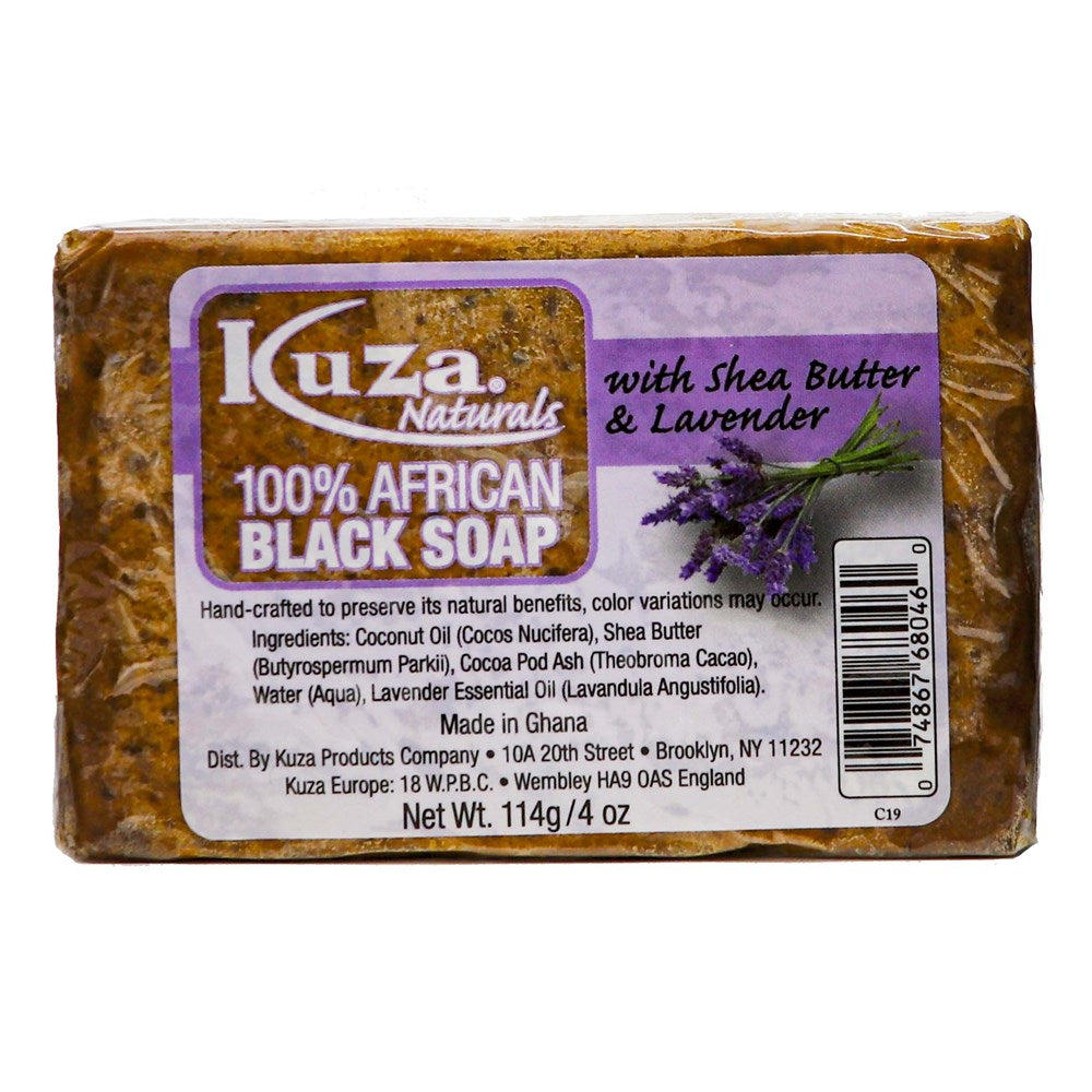 KUZA 100% African Black Soap - Shea Butter and Lavender