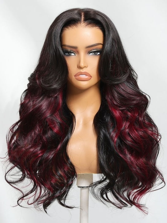 💖 Sienna – The 'Melt & Go' Burgundy Highlight Wig (No Glue Needed!)