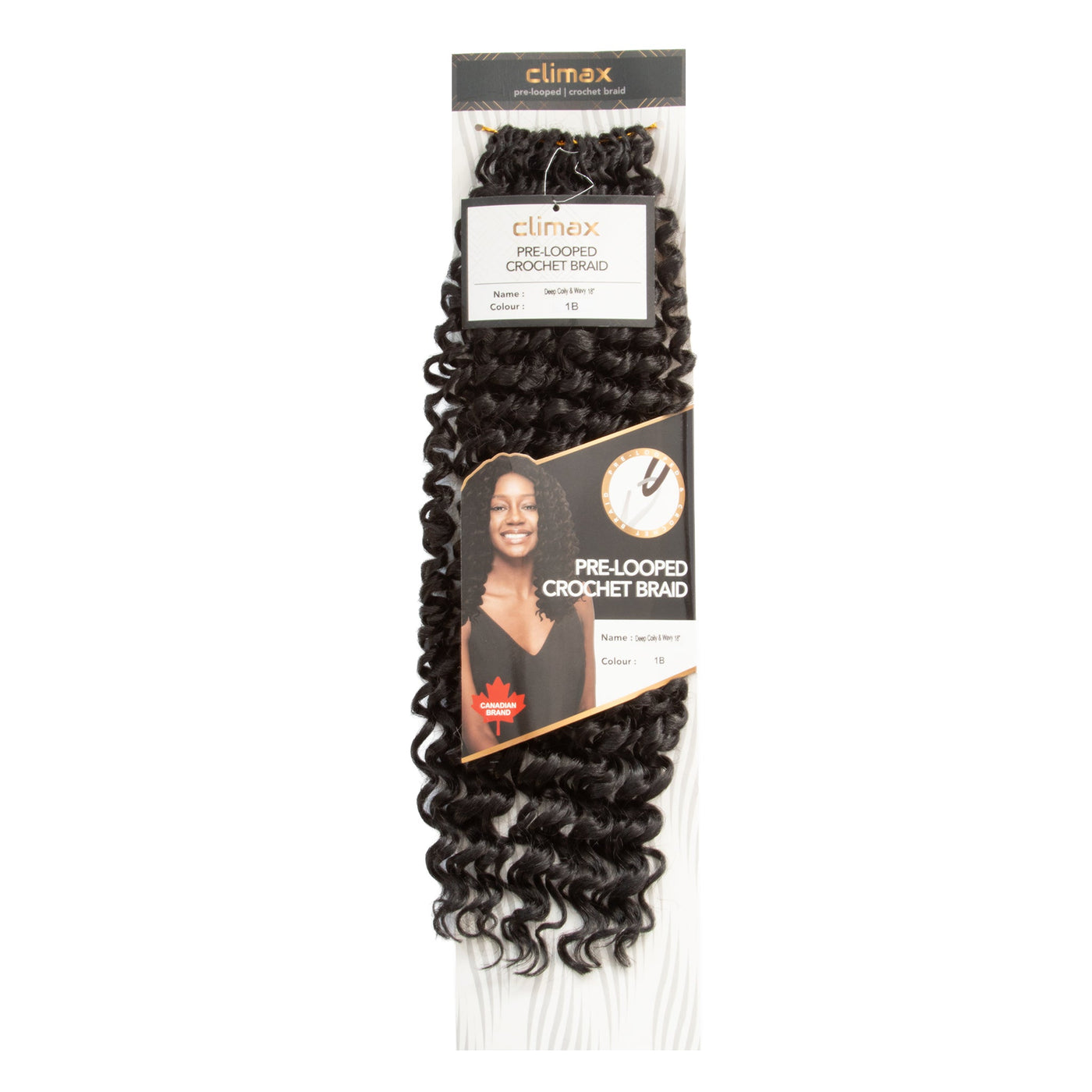 CLIMAX PRE-LOOPED CROCHET BRAID-Deep Coily and Wavy 18 Inch