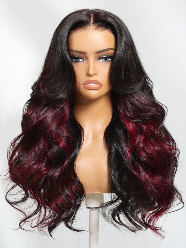 🔥 Seraphina – The Burgundy Highlight Loose Wave Wig (Glueless & Luxe!)