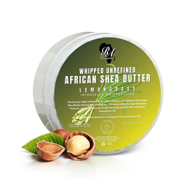 RA COSMETICS 100% Pure African Shea Butter [Whipped] (6oz) - Lemongrass