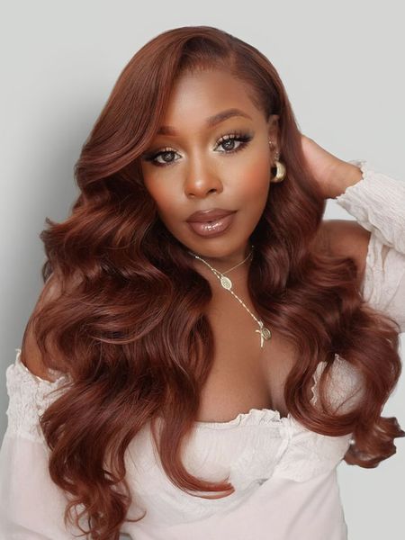 "Aubrey – The Reddish Brown Body Wave Wig (Glueless & Pre-Bleached!)"